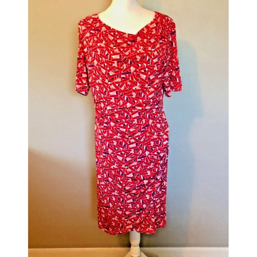 R&K Career Dress Womens 16 Used Career Red Purple